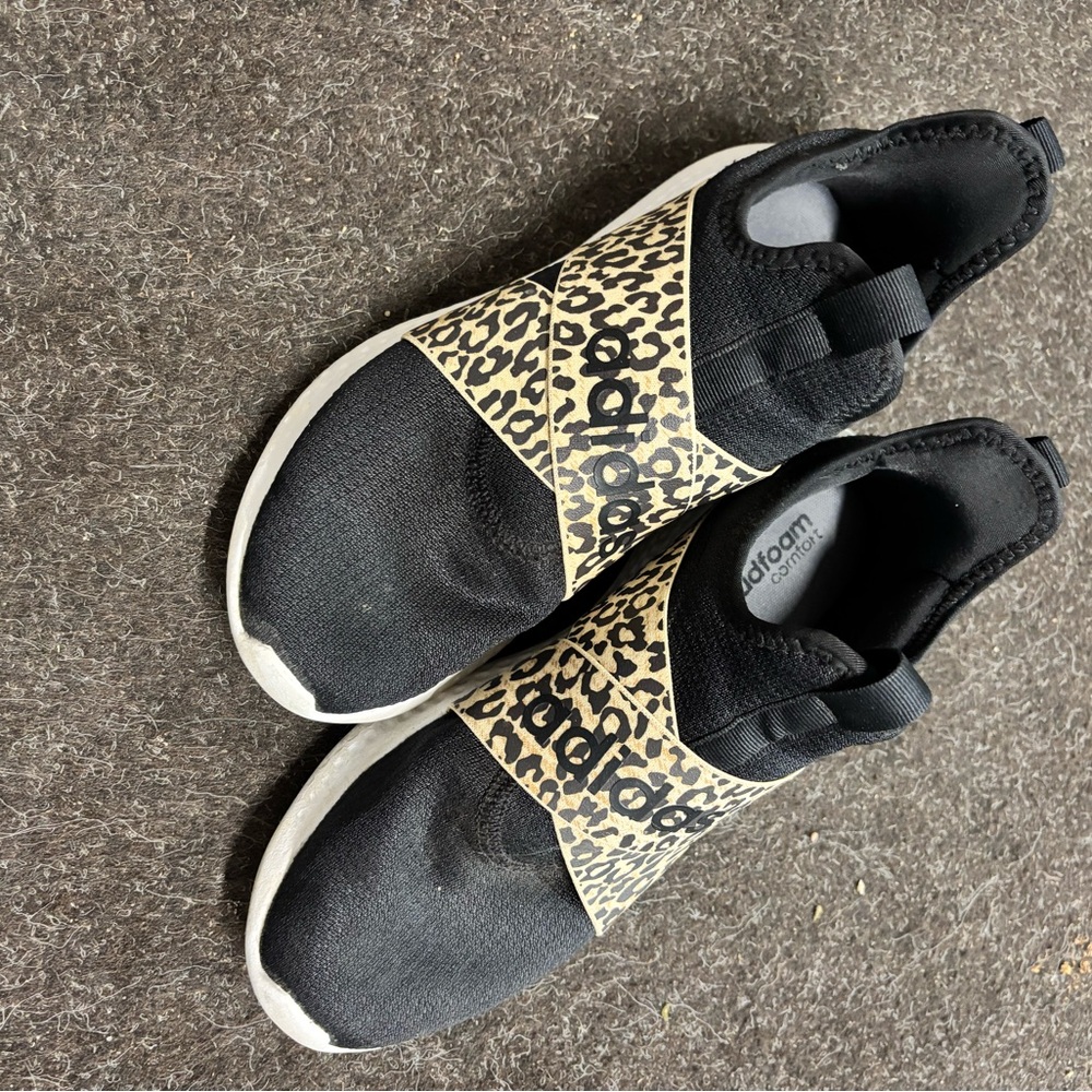 Adidas Black and Cheetah Sneakers